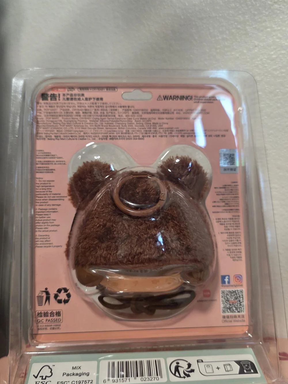 Crying Again Pink & Brown Kids Earphone Case